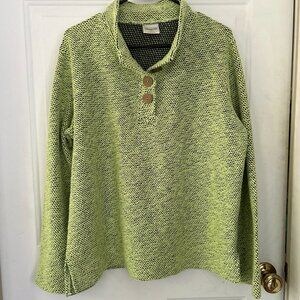 Bedford Fair Green pullover sweater with 4 buttons